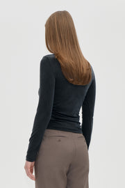 Stine Goya Boatneck Draped Top Top Black