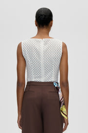 Stine Goya Boatneck Tank Top Top White Swan