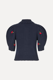 Stine Goya Bobble Knit Polo Cardigan Knit Cherries Bobble