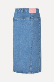 Stine Goya Button Slit Detail Midi Skirt Skirt Denim Blue
