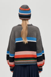 Stine Goya Crewneck Chunky Sleeve Sweater Knit Chunky Stripes