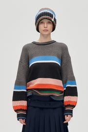 Stine Goya Crewneck Chunky Sleeve Sweater Knit Chunky Stripes