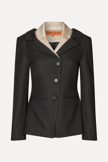 Stine Goya Double Collar Tailored Jacket Jacket Black / Butter Milk