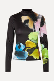 Stine Goya Elastic High Neck Collared Top Top Watercolor Bloom Maxi