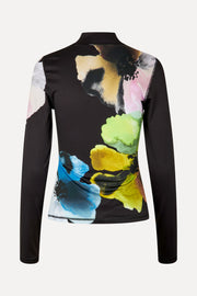 Stine Goya Elastic High Neck Collared Top Top Watercolor Bloom Maxi