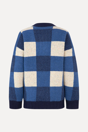 Stine Goya Gingham Check Bomber Jacket Blue Gingham Check