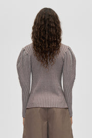 Stine Goya Long Sleeve Knit Polo Knit Ivory Stripes