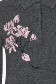 Stine Goya Polo Jumper Knit Tulle Flower
