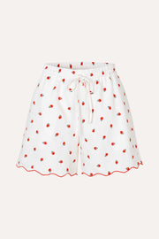Stine Goya Scalloped Elasticated Waistband Shorts Pants Red Poppy