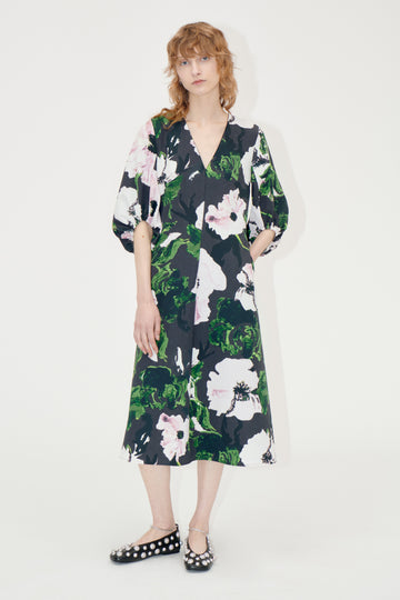 Stine Goya 3/4 Volume Sleeves Midi Dress Dress Umber Windflower