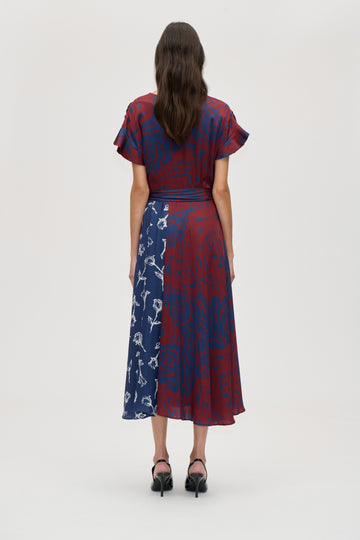 Stine Goya Asymmetric Wrap Dress Dress Graphic Rose Burgundy