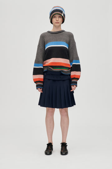Stine Goya Belted Pleated Skirt Skirt Dark Blue