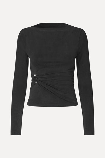 Stine Goya Boatneck Draped Top Top Black