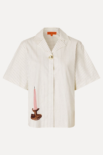 Stine Goya Bowling Collar Shirt Top Candle Stripe
