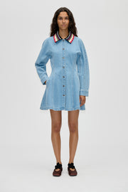 Stine Goya Collared Coat Mini Dress Dress Denim Blue