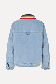 Stine Goya Collared Cropped Bomber Outerwear Denim Blue