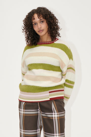 Stine Goya Crew Neck Sweater Knit Alpaca Stripe