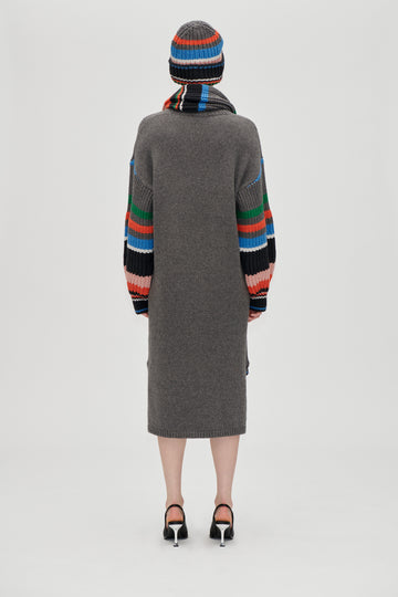 Stine Goya Crewneck Chunky Sleeve Dress Knit Chunky Stripes