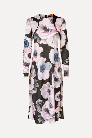 Stine Goya Crewneck Long Sleeve Midi Dress Dress Nostalgic Anemone