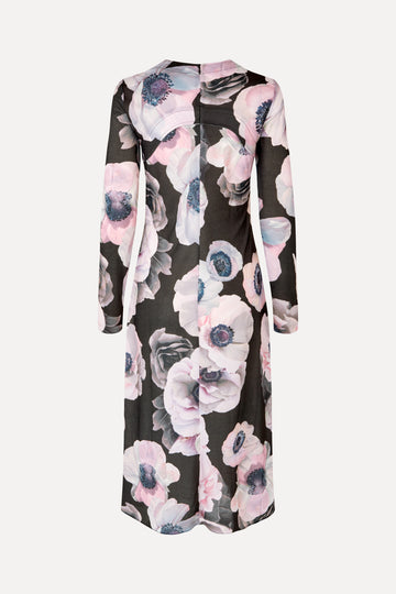Stine Goya Crewneck Long Sleeve Midi Dress Dress Nostalgic Anemone