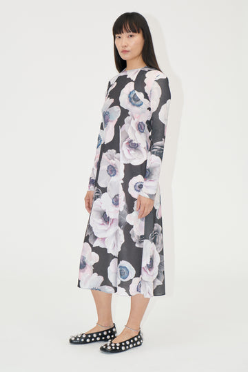 Stine Goya Crewneck Long Sleeve Midi Dress Dress Nostalgic Anemone