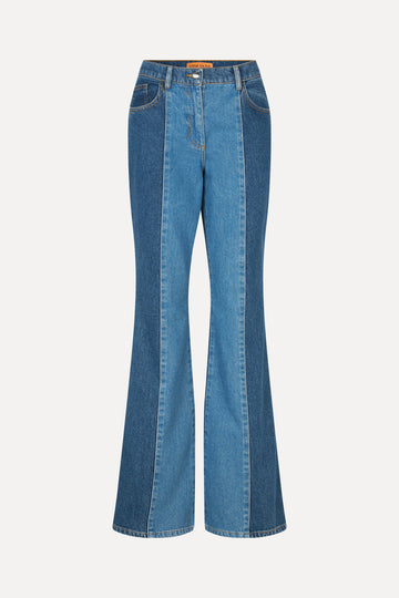 Stine Goya Denim Flared Pants Pants Two Tone Denim