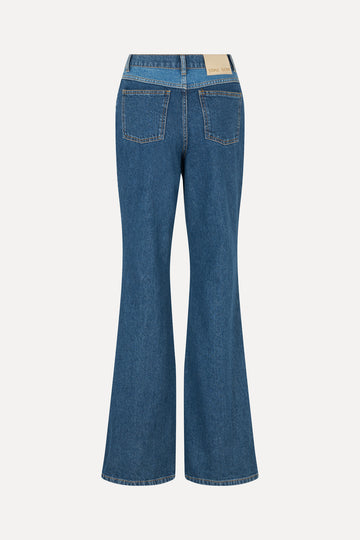 Stine Goya Denim Flared Pants Pants Two Tone Denim