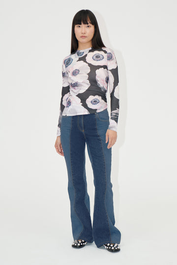 Stine Goya Denim Flared Pants Pants Two Tone Denim