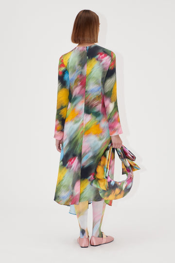 Stine Goya Draped Asymmetric Midi Dress Dress Liquid Floral