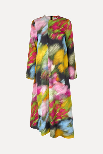Stine Goya Draped Asymmetric Midi Dress Dress Liquid Floral