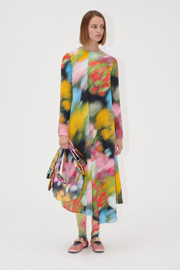 Stine Goya Draped Asymmetric Midi Dress Dress Liquid Floral