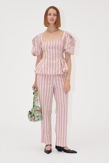 Stine Goya Elasticated Straight Pants Pants Wallpaper Stripes