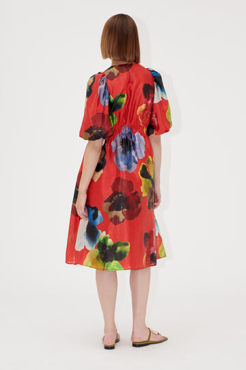 Stine Goya Elasticated Waist Midi Dress Dress Bloom In Red