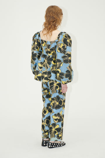 Stine Goya Elasticated Waistband Pants Pants Blue Anemone Jacquard