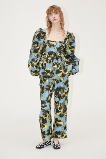 Stine Goya Elasticated Waistband Pants Pants Blue Anemone Jacquard