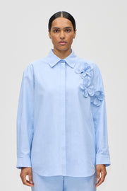 Stine Goya Floral Shirt Top Brunnera Blue