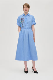Stine Goya Folded Sleeve Chemisier Dress Beacon Stripes Embellishment