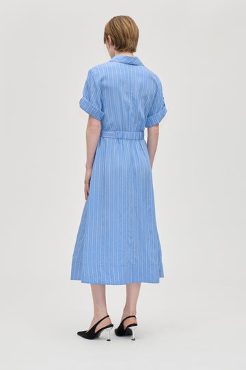Stine Goya Folded Sleeve Chemisier Dress Beacon Stripes Embellishment