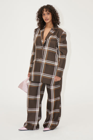 Stine Goya Front Pleat Long Straight Pants Pants Weaved Checks