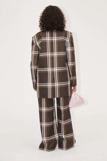 Stine Goya Front Pleat Long Straight Pants Pants Weaved Checks