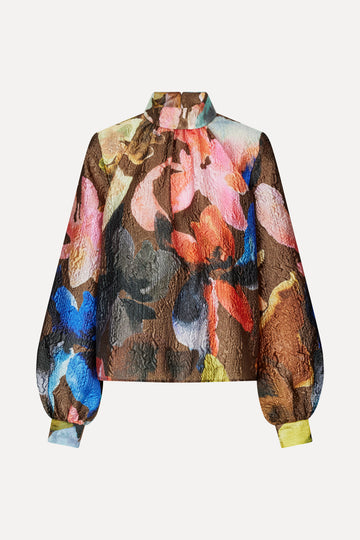 Stine Goya Gathered Long Sleeve Top Top Aquarelle Garden
