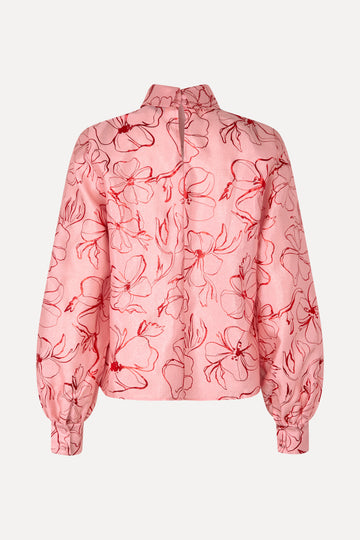 Stine Goya Gathered Long Sleeve Top Top Foil Foliage