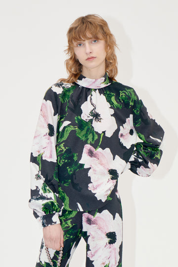 Stine Goya Gathered Long Sleeve Top Top Umber Windflower
