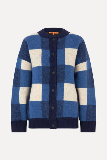 Stine Goya Gingham Check Bomber Jacket Blue Gingham Check