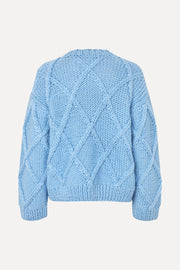 Stine Goya Handknit Cable Sweater Knit Sky Blue