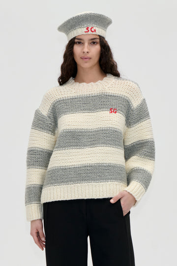 Stine Goya Handknit Sweater Knit Grey And Bold