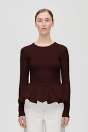 Stine Goya Long Sleeve Balloon Top Top Tawny Port