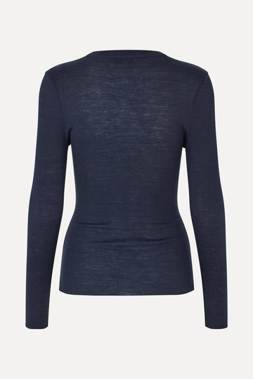 Stine Goya Long Sleeve Crewneck Top Midnight Navy