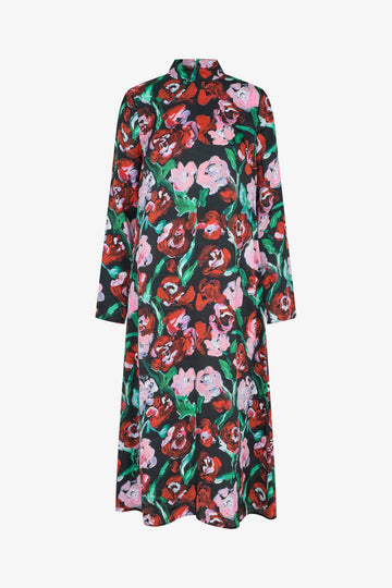 Stine Goya Long Sleeve Midi Dress Dress Painted Rose Garden