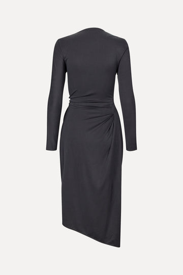 Stine Goya Long Sleeve Midi Dress With Fixed Buckle Dress Jet Black